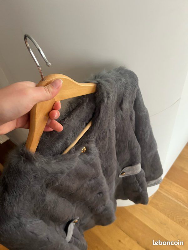 Manteau en fourrure de lapin grise (image 10)