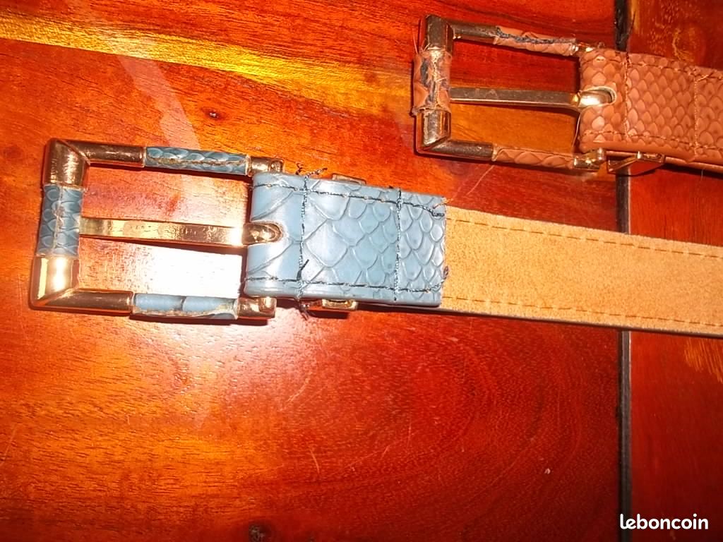 LOT 2 CEINTURES ÉCAILLE r793 BLEU/MOUTARDE TAILLE S (image 3)
