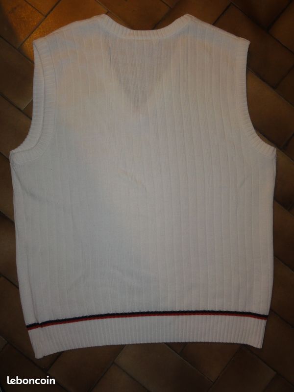 Pull lacoste blanc homme sans manche (Taille L ou 5) 100
