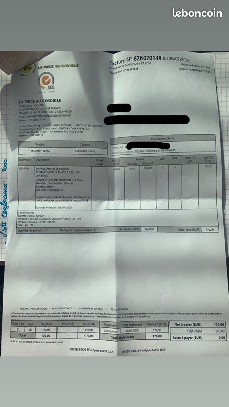 Boîte de vitesse manuelle 5 rapports Modus phase 2/Clio 3 1.2 i 16V 85ch (image 3)