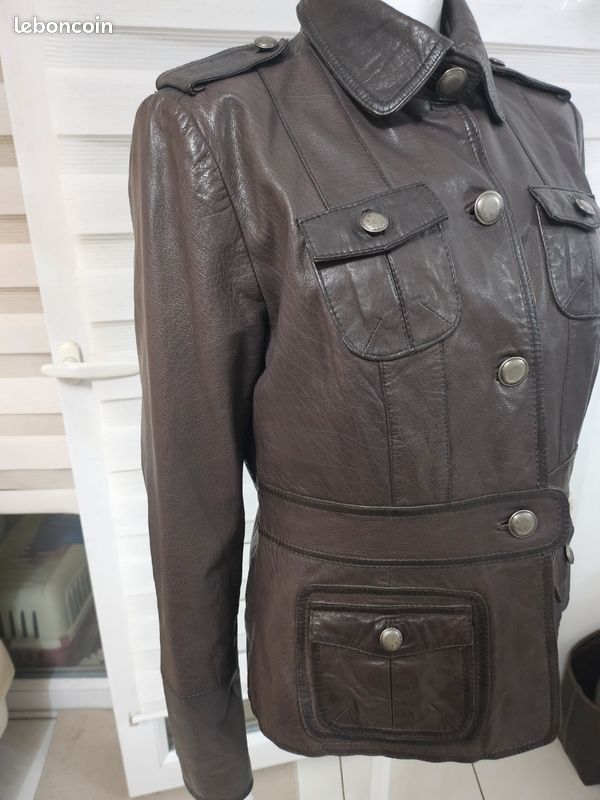 Veste cuir de super qualité skipper couleur marron taille 40 (image 3)