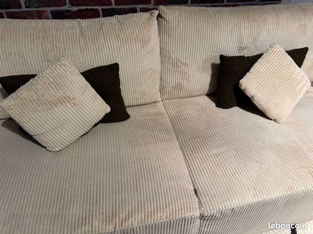Canapé beige velours (image 4)