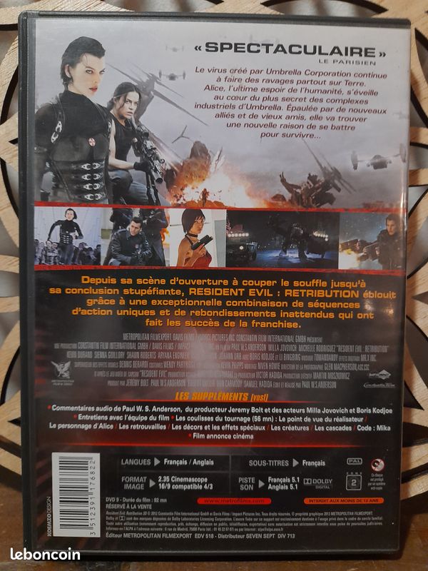 Film en DVD "Resident evil Retribution" (image 2)