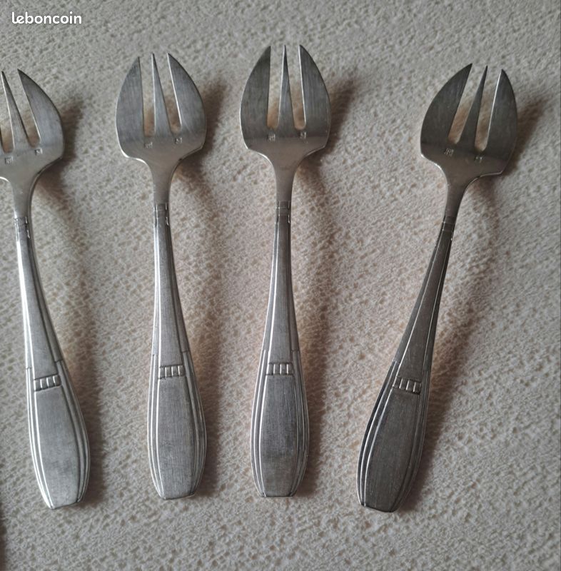 6 fourchettes à huîtres en métal argenté Joseph Buisson Orbrille Art Déco (image 3)