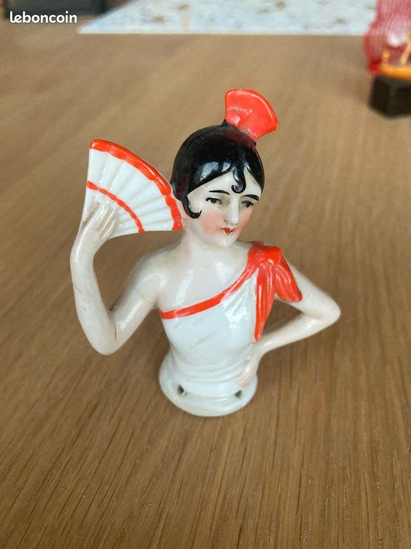 ANCIENNE DEMI FIGURINE statuette Half Doll Art Deco femme Marquise