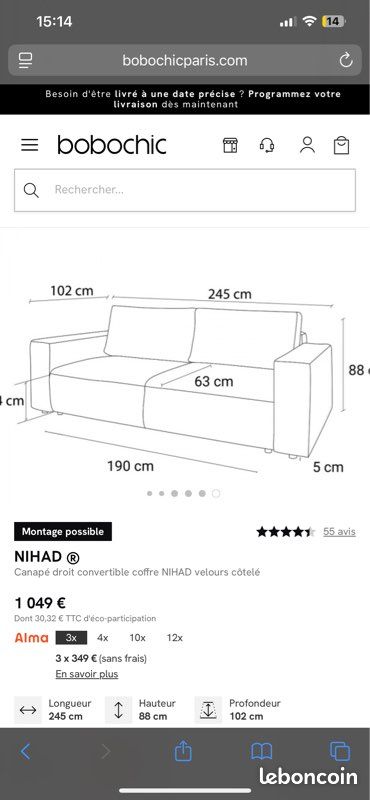 Canapé Bobochic + Pouf Nihad (image 7)