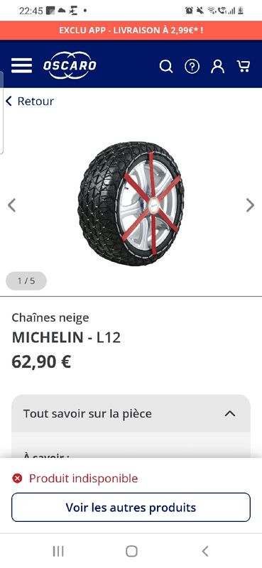 Chaussettes neige Michelin Easy Grip L12 NEUVES - Équipement auto
