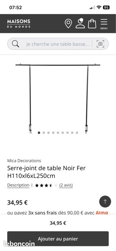 Barre décorative / suspension table métal (image 5)