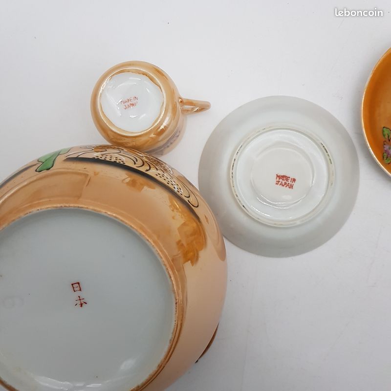 Service à Thé Et Tasses à Saké Adeline Fine Porcelains – Bleu/vert – Neuf – Rare