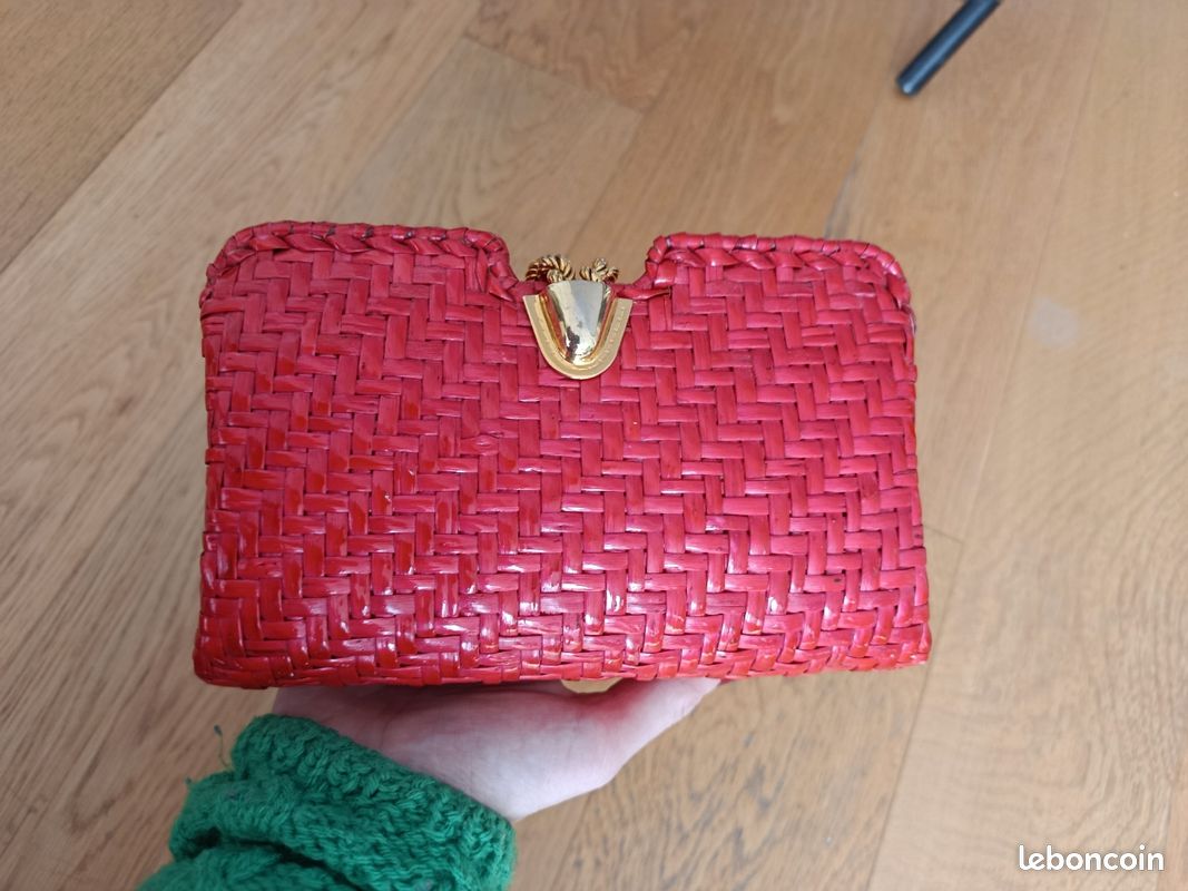 Pochette en cuir rouge - Fabrication Française
