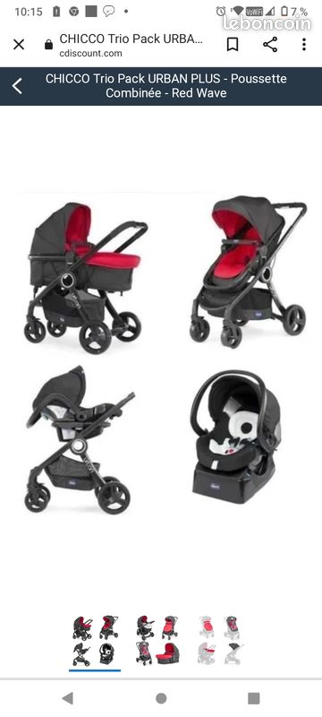 Poussette urban Chicco rouge trio bon etat (image 1)