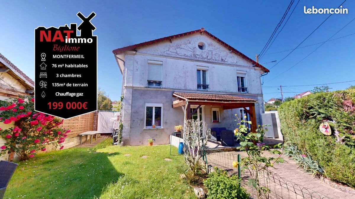 Maison 4 pièces 76 m² · à Montfermeil · 76 m² · 199 000 €