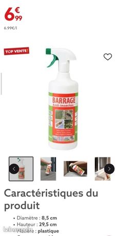 BLOQ'INSECTES Barrage Anti-Insectes 1 Litre - Efficace Contre Mouches, Cafards, Araignées, Moustiques - Longue Durée