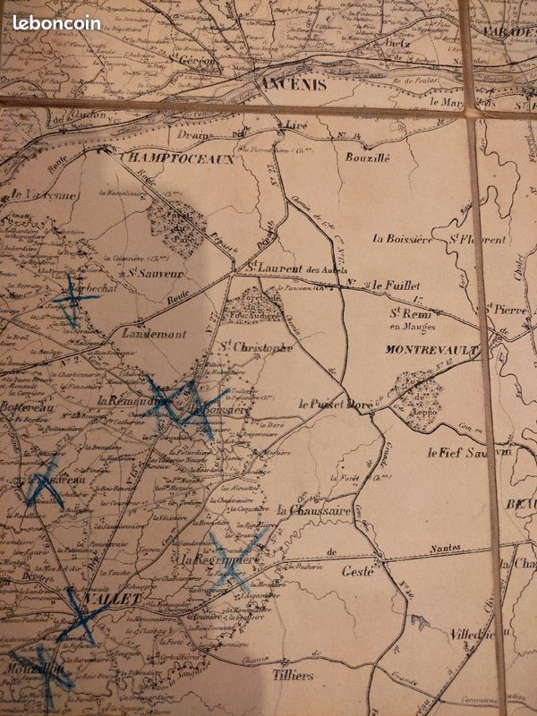 Carte ancienne entoilée de la LOIRE INFÉRIEURE - 1876 - F J PINSON (image 4)