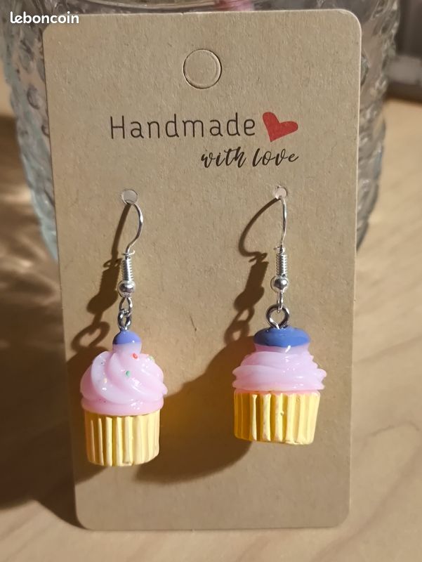 Boucles d'oreilles cupcake rose (image 1)
