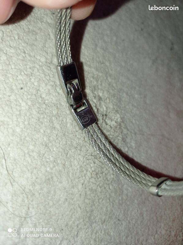 Bracelet double câble avec plaque en or 18K (image 3)