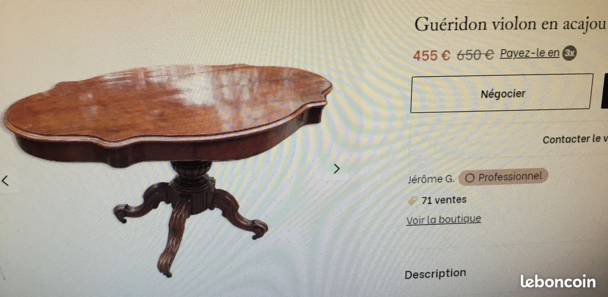 Table guéridon violon Louis Philippe (image 10)