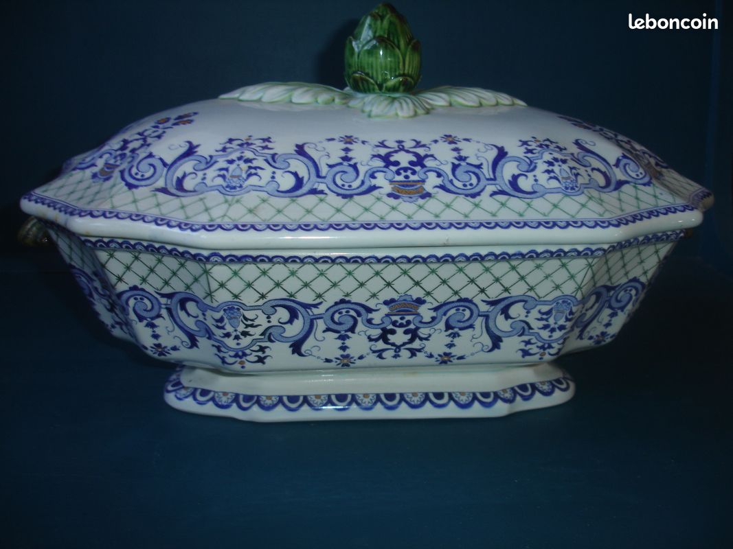Grande SOUPIERE bleue Faïencerie de GIEN (image 2)