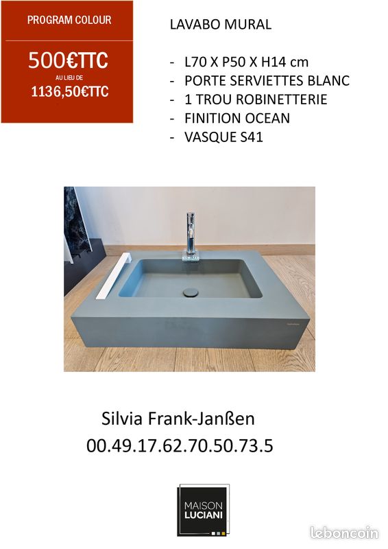 Lavabo coleur ocean de Hidrobox toutes neuf (image 1)