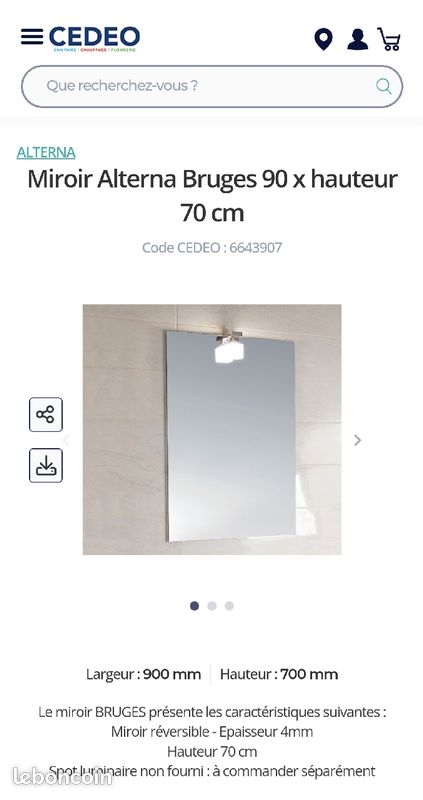 Miroir rectangulaire 70x90 cm (image 1)