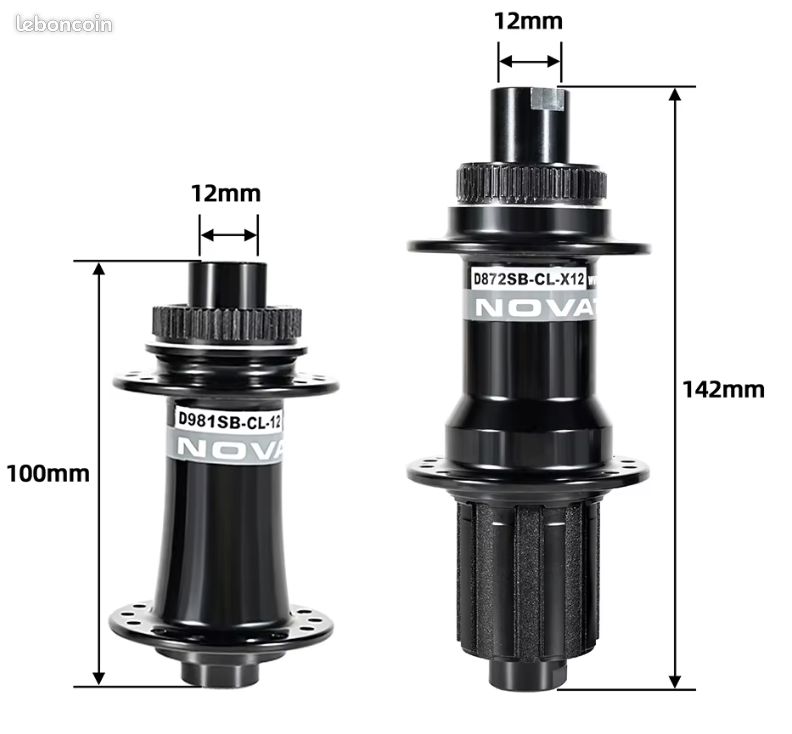 Moyeu arrière / 148 MM / Axe traversant 12 MM / Disque (6 boulons) / 32GTS / Novatec / D462SB-A5A-B12 / HG Body 36,85 MM / Noir / VTT