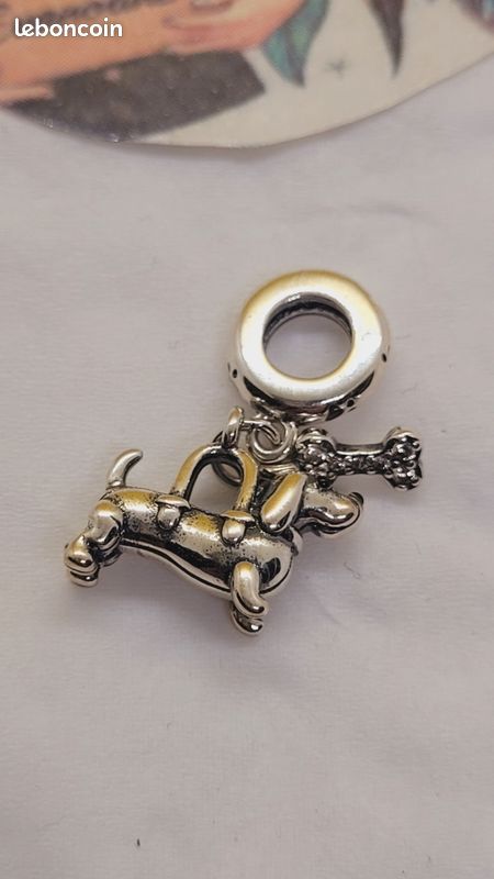 Pendentif Vintage En Argent Sterling - Chien Basset Teckel - 25 Mm - Occasion