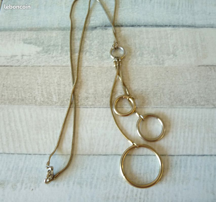 Sautoir bleu, collier coquillage bleu (image 2)