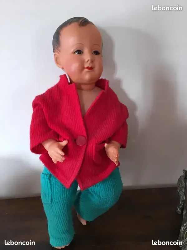 Rare Baigneur Petitcollin Asiatique En Celluloïd, Taille 20 Cm, Vintage