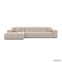 Lodce canapé d'angle gauche en tissu texturé beige (image 1)