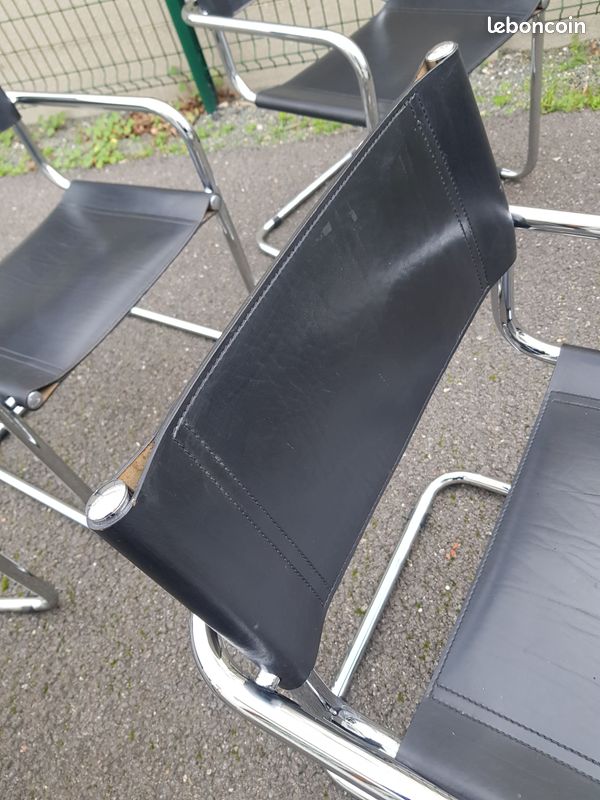 Lot 4 chaises cuir et Chrome style B34 de BREUER (image 2)
