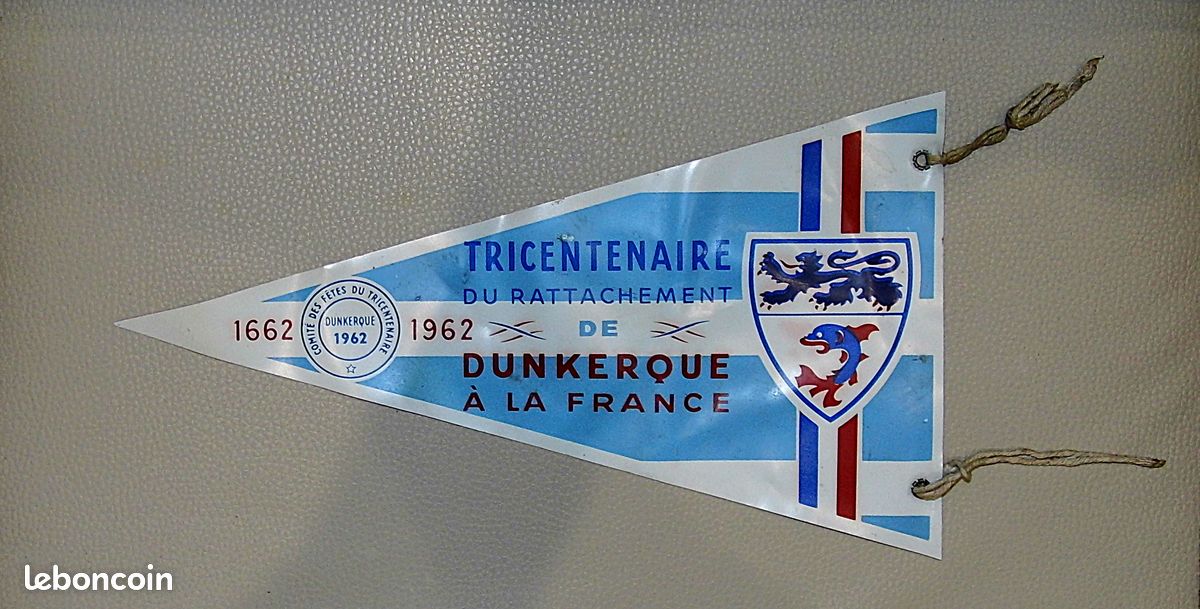 USL US Dunkerque 1980s rare superbe vintage fanion football