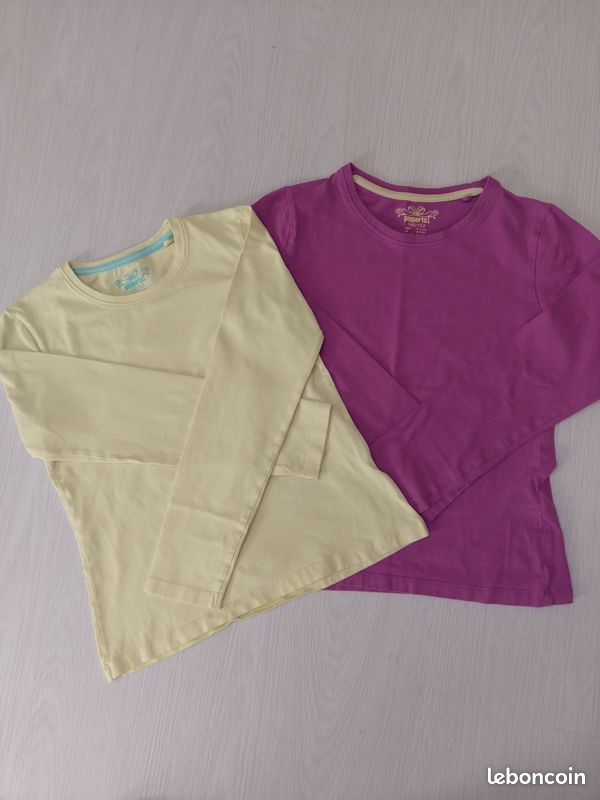 2 t-shirts manches longues fille 10-12ans (image 1)