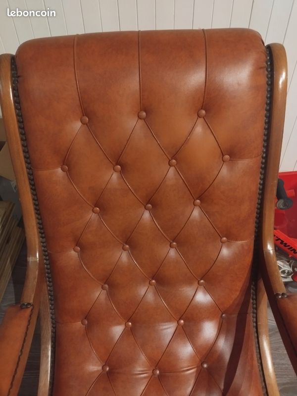 Fauteuil Rocking-chair bois et cuir (image 3)