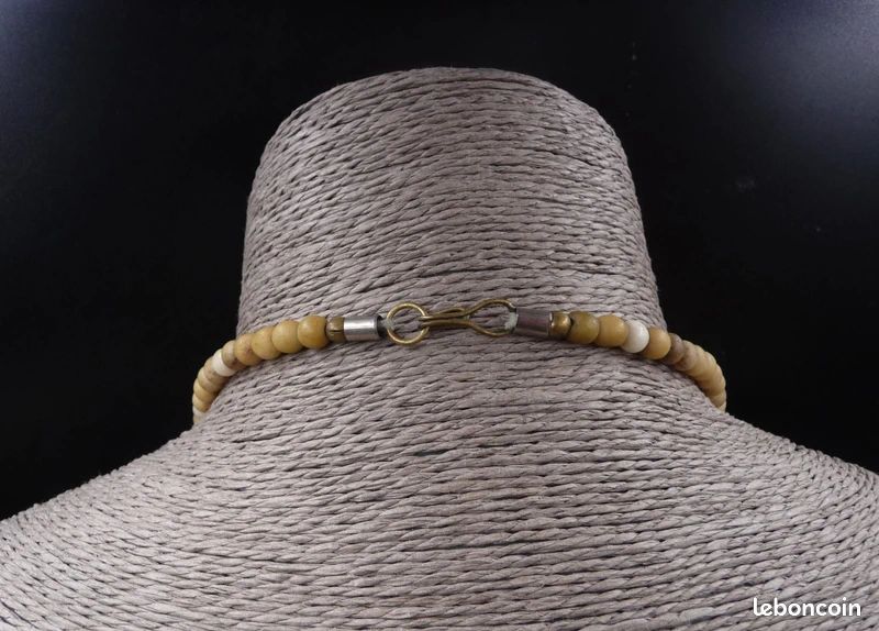 Collier Ethnique Artisanal En Os De Buffle Du Népal - Bijou Unisexe Neuf Avec étiquettes