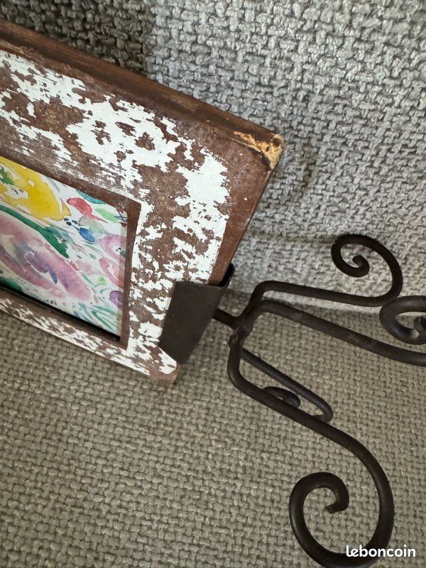 Petite aquarelle originale sur support fer forgé – Style Shabby Chic (image 5)
