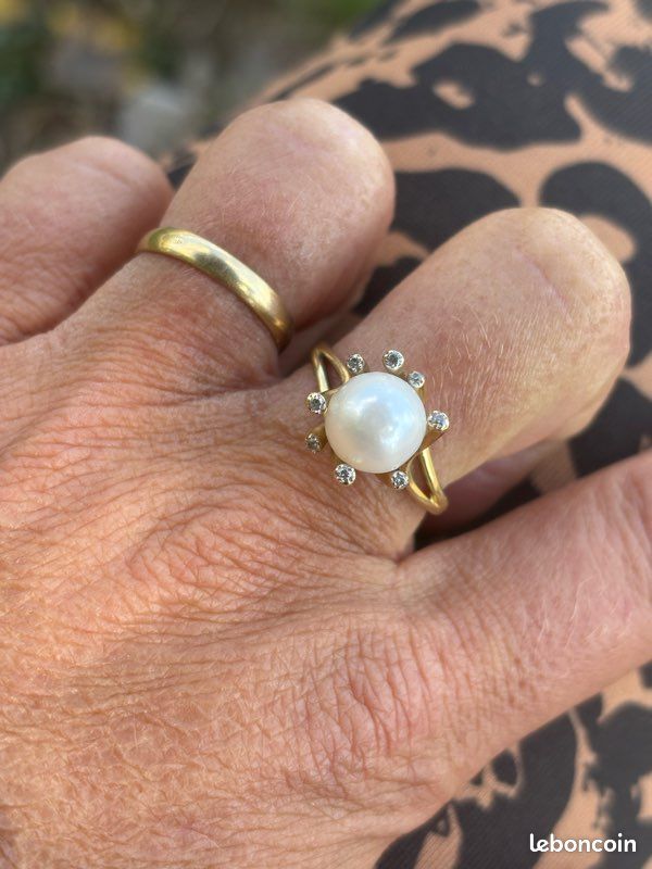 Bague Or Jaune 18k Perle de Culture - Jasmina Carbone (Le Manège à Bijoux) - T54 (image 1)