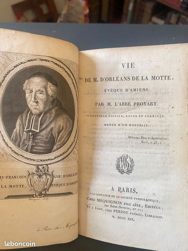 PROYART – Vie de La Motte évêque d’Amiens – 1819 – Portrait – Cuir (image 2)