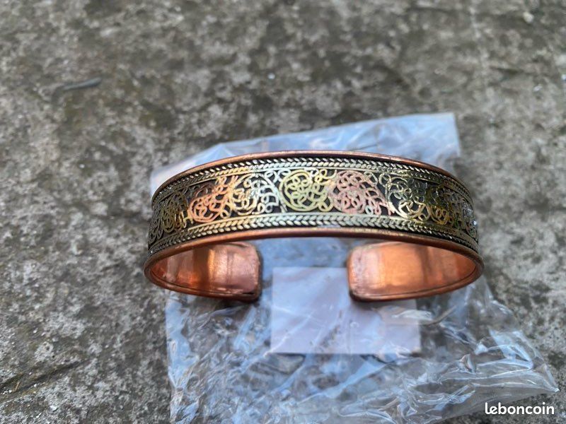 Ancien Bracelet En Cuivre Martelé, Orné, Style Vintage, Pour Homme Ou Femme