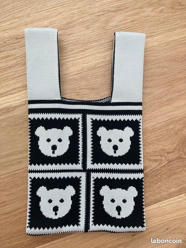 Sac fourre-tour cabas tricoté avec motif ours (image 5)