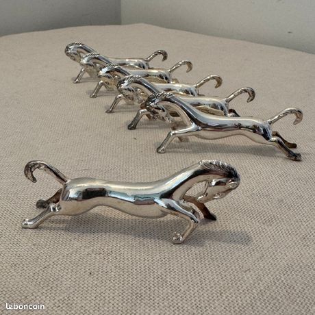 Lot De 12 Porte-couteaux En Métal Argenté – Motif Cheval – 2 Boîtes