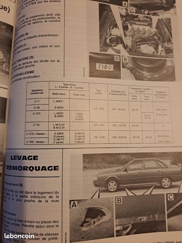 Notice d'utilisation et entretien d'origine RENAULT 21