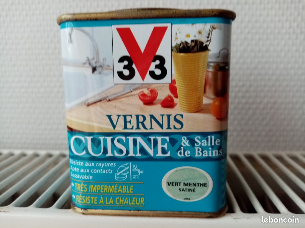 Vernis Cuisine & Salle de Bain Vert Menthe Satiné 3V3 Neuf (image 1)