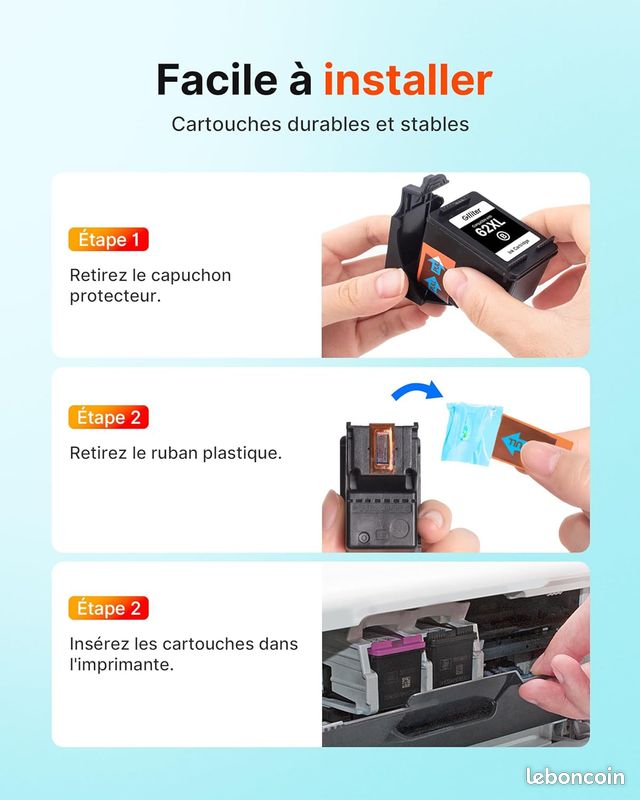 Hp 62 Couleur CanPick Lot De 250 Cartouches D'encre De Rechange Pour HP 62XL HP62 XL Noir Couleur HP 62 Noir Et Couleur Pour HP Envy 5640 5540 7640 5548 5544 5646 OfficeJet 5740 5742 Cartouche Hp 62