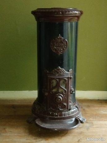 Poêle Godin anthracite sortie 125mm 10Kw restauré bûches 50cm