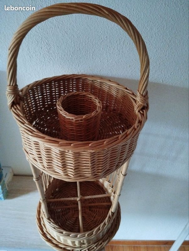 Panier à Bouteilles En Osier Vintage – Porte-bouteilles Rotin 6 Places