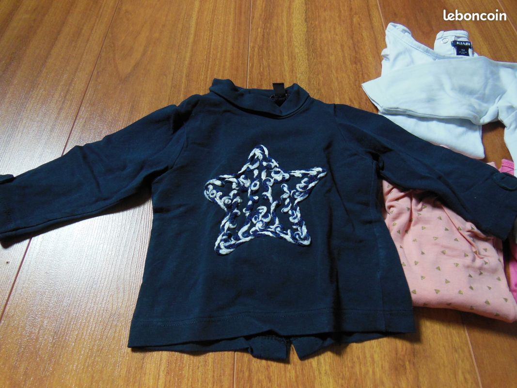 Lot de 6 tee-shirts à manches longues fille 9 mois (image 2)