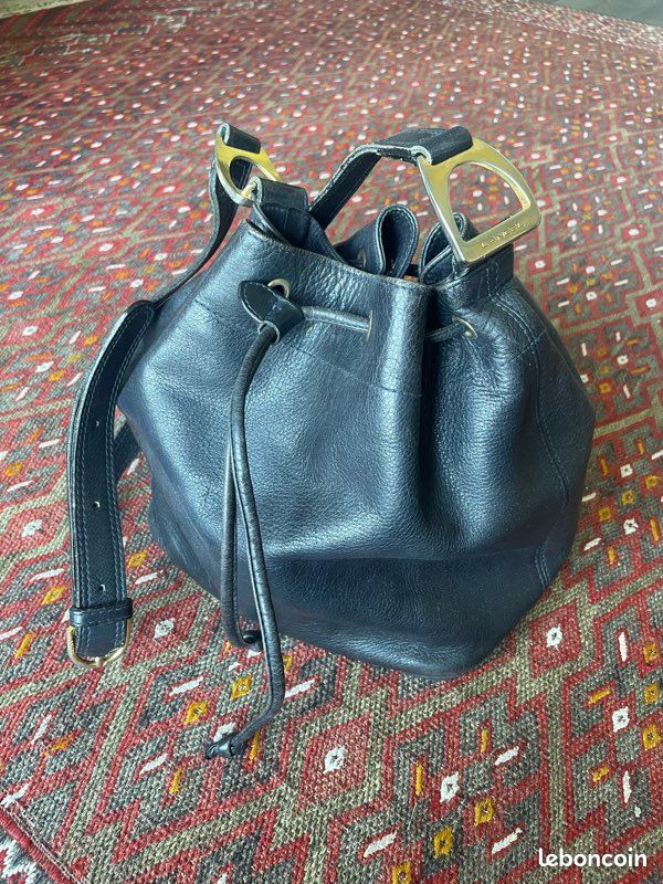 Sac à main LANCEL en cuir bleu marine (image 1)