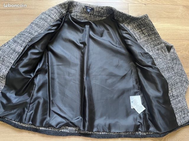 Veste tailleur noir et blanc Kiabi 38 (image 3)