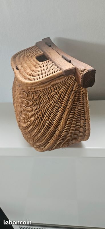 Panier De Pêche Ancien En Osier C1880 Vintage - Creel Pour Pêcheur, Occasion, Fabriqué Au Royaume-Uni