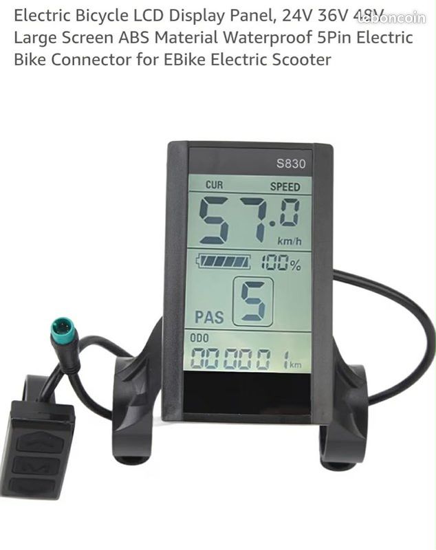 Écran LCD 7 Pour Vélo électrique – Interface USB étanche, Compatible VAE, Dimensions 82x48 Mm, Plastique Robuste – Pour Une Conduite Connectée